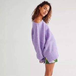 Free People Sweaters Free People Moira Slouchy Tunic Sweater!Color:Purple /White